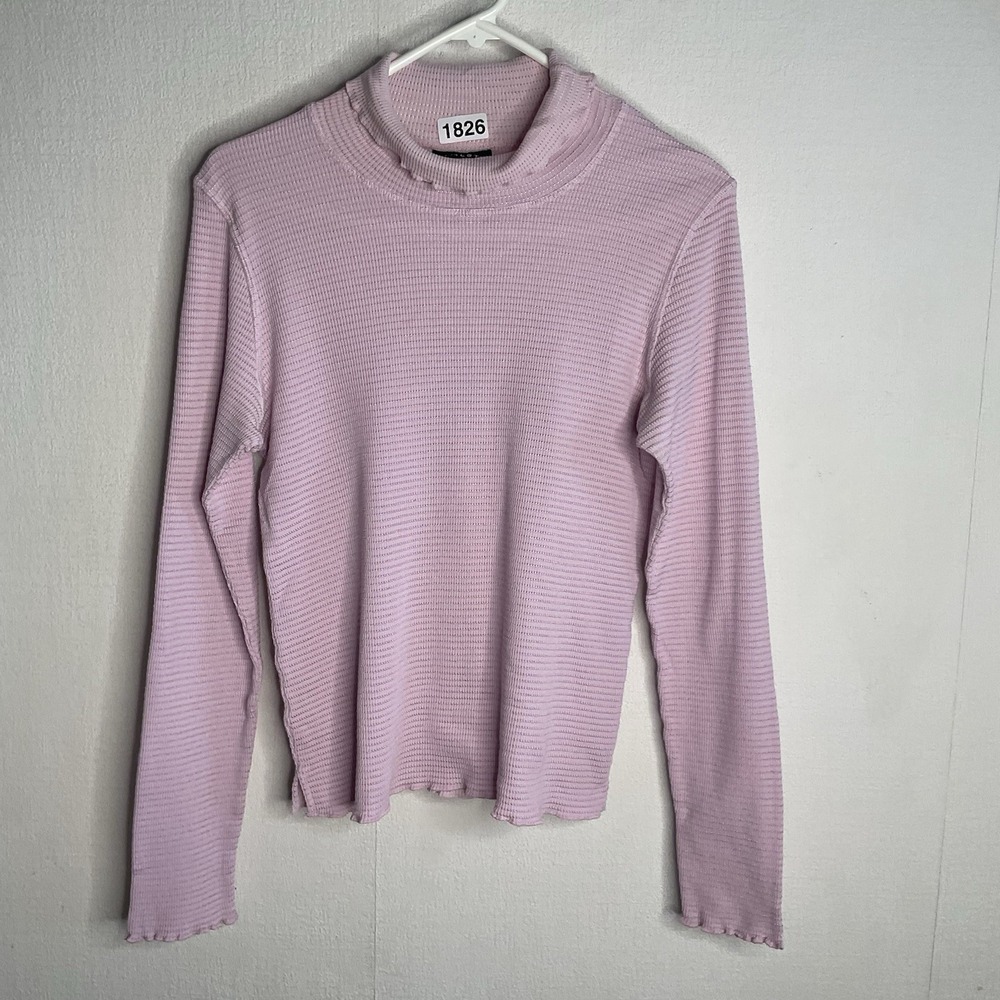 Athleta Ribbed Turtleneck‎ Top Pink Womens Size L Base Layer Sport Active